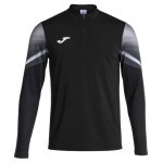 Joma Elite XI Long Sleeve Running Shirt (Sweatshirt, Half-Zip) black/anthracite grey men's