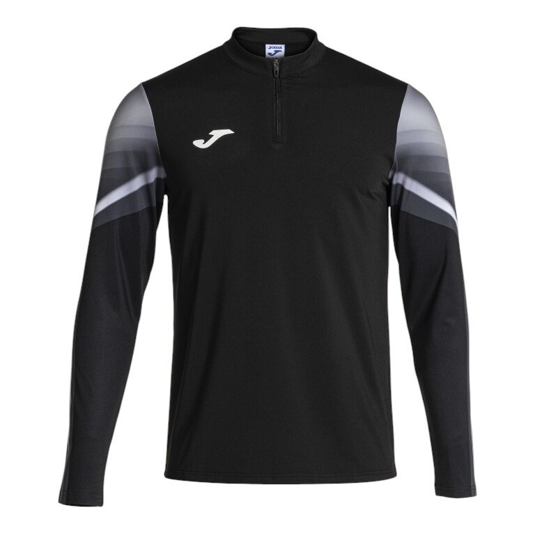 Joma Elite XI Long Sleeve Running Shirt (Sweatshirt, Half-Zip) black/anthracite grey men's