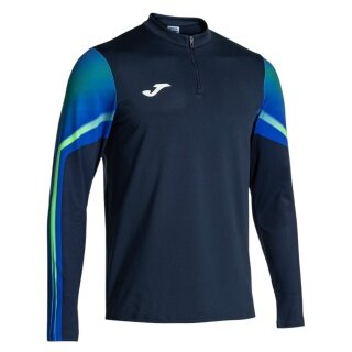 Joma Elite XI Long Sleeve Running Shirt (Sweatshirt, Half-Zip) navy blue/fluorescent green men's