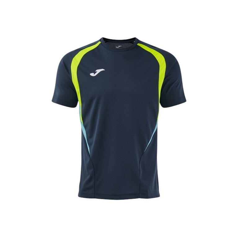 Joma Sport T-shirt Championship 20 (high wearing comfort, recycled polyester) dark blue/neon yellow men's