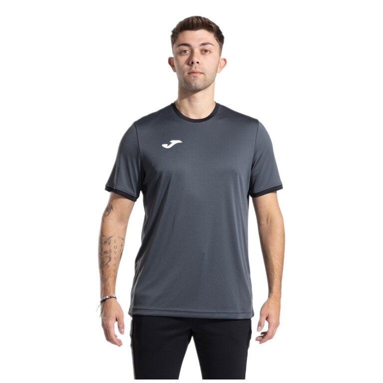 Joma Sport T-shirt Combi Premium (100% Polyester, breathable) anthracite grey/black men's