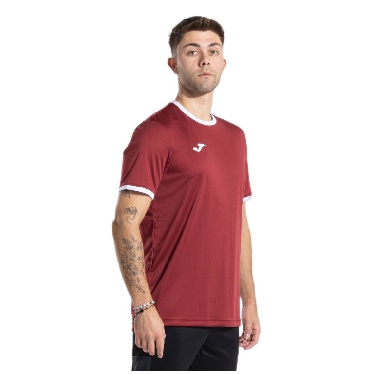 Joma Sport T-shirt Combi Premium (100% Polyester, breathable) burgundy/white men's
