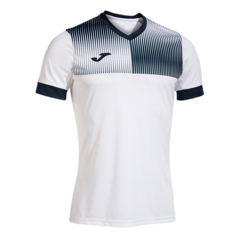 Joma Training T-shirt Eco Supernova (V-neck, lightweight, comfortable) white/navy blue men's