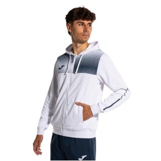 Joma Eco Supernova Full Zip Training Jacket with Hood (recycled polyester, soft material) white/navy blue men's