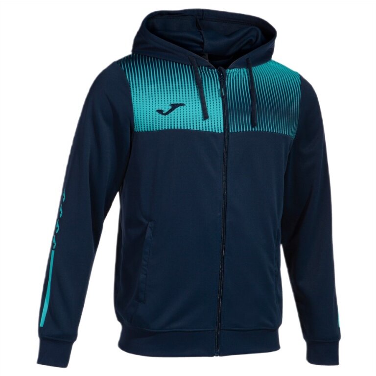 Joma Eco Supernova Full Zip Training Jacket with Hood (recycled polyester, soft material) navy blue/turquoise men's