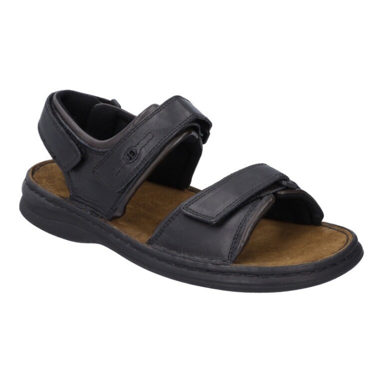 Josef Seibel Rafe Sandal (Leather) black/brazil Men's
