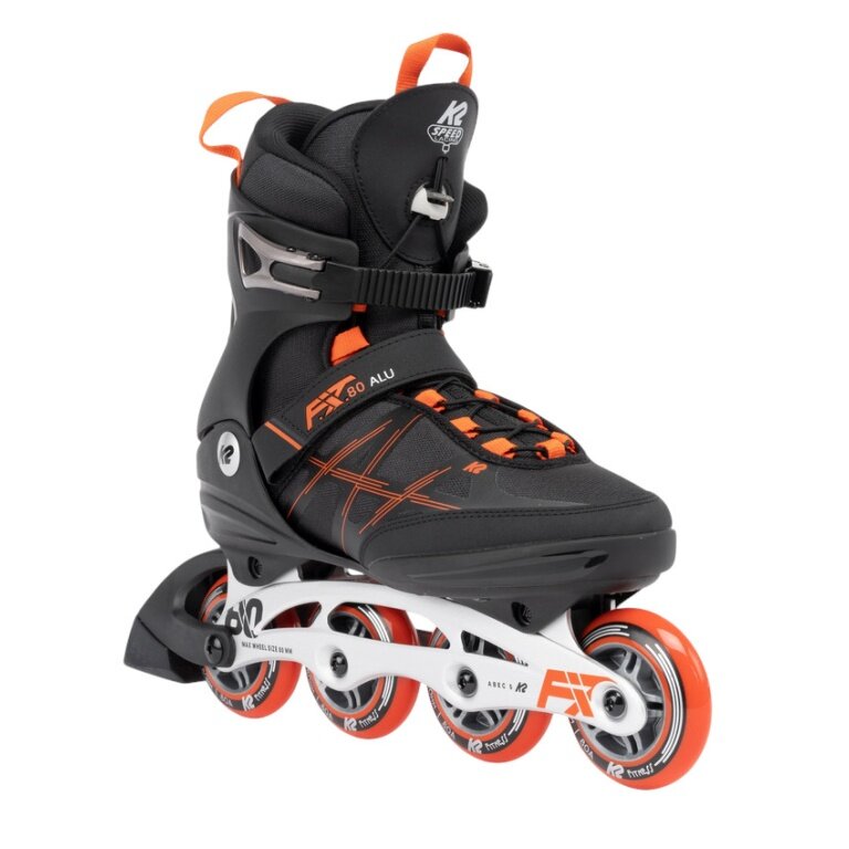 K2 Inline Skates F.I.T. 80 Alu (Wheels: 80mm/82A, Bearings: ABEC 5) black/orange men's