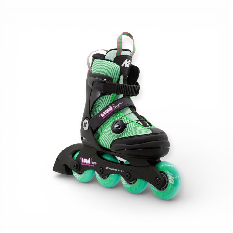 K2 Inline Skates Lumi Boa® (Wheels: 70mm/80A, Bearings: ABEC: 3) green/black children