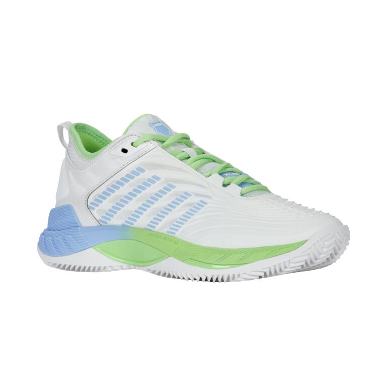 KSwiss Hypercourt Supreme 2 HB Clay/Sand Court Tennis Shoes White/Green/Blue Ladies