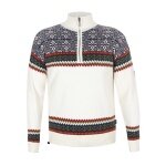 Kama Sweater Pullover 4097 Half Zip with Nordic Pattern (Merino Wool, very warm) white men's