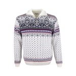 Kama Sweater Pullover 471 Half Zip with Winter Design (Merino Wool Blend) white Men's