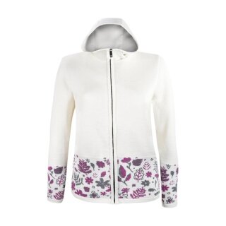 Kama Hooded Sweatshirt 5050 Full Zip (Merino Wool Blend, Windproof, Breathable) White Ladies