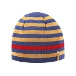 Kama knitted hat (beanie) A162 Merino - blue/red/yellow - 1 piece