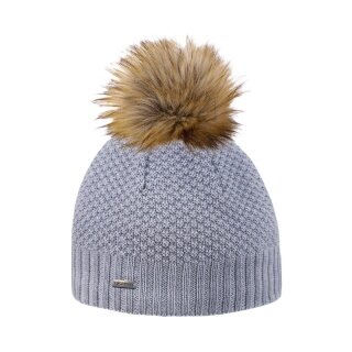 Kama knitted hat (pom-pom) A166 Merino - ladies grey - 1 piece