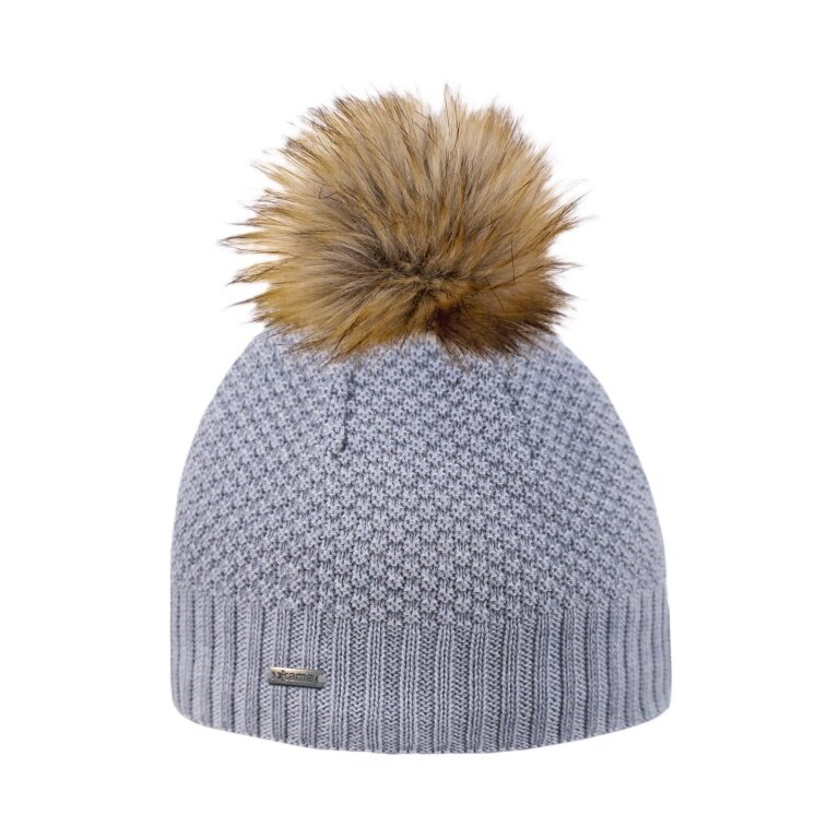 Kama knitted hat (pom-pom) A166 Merino - ladies grey - 1 piece