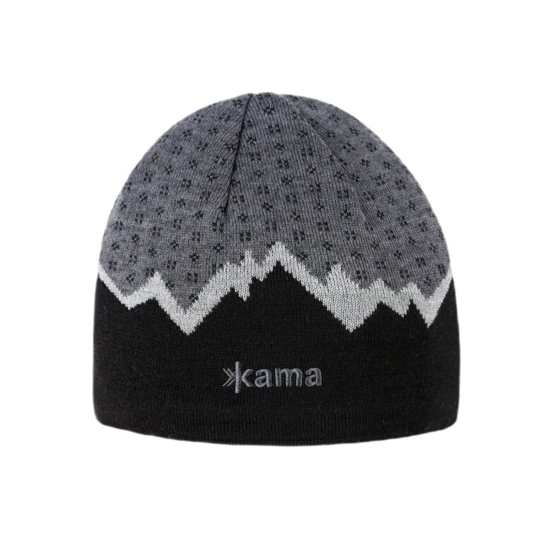 Kama knitted hat (beanie) A169 Kamakadze Merino - black/grey - 1 piece