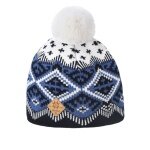 Kama knitted hat (pom-pom) A186 Kamakadze Merino - Ladies navy blue/blue/white - 1 piece