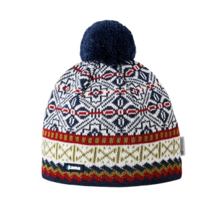 Kama knitted hat (pom-pom) AW76 Merino (windproof) - navy blue/white/red - 1 piece