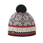 Kama knitted hat (pom-pom) AW76 Merino (windproof) - graphite grey/white/red - 1 piece