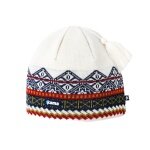 Kama knitted hat (pom-pom) A187 Merino - white/blue/red - 1 piece