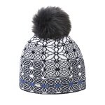 Kama knitted hat (pom-pom) A183 Merino - ladies navy blue/white - 1 piece