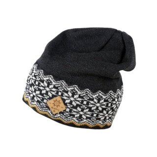 Kama knitted hat (beanie) A189 Merino - ladies graphite grey/white - 1 piece