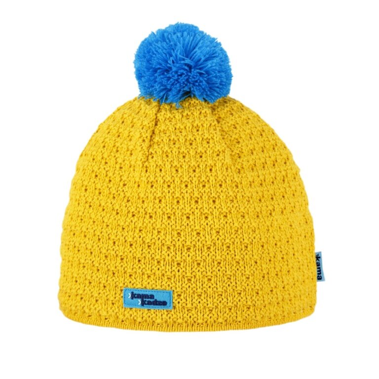 Kama knitted hat (pom-pom) K36 Merino Kamakadze - yellow/blue - 1 piece