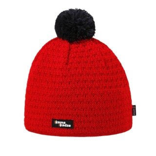 Kama knitted hat (pom-pom) K36 Merino Kamakadze - red/black - 1 piece