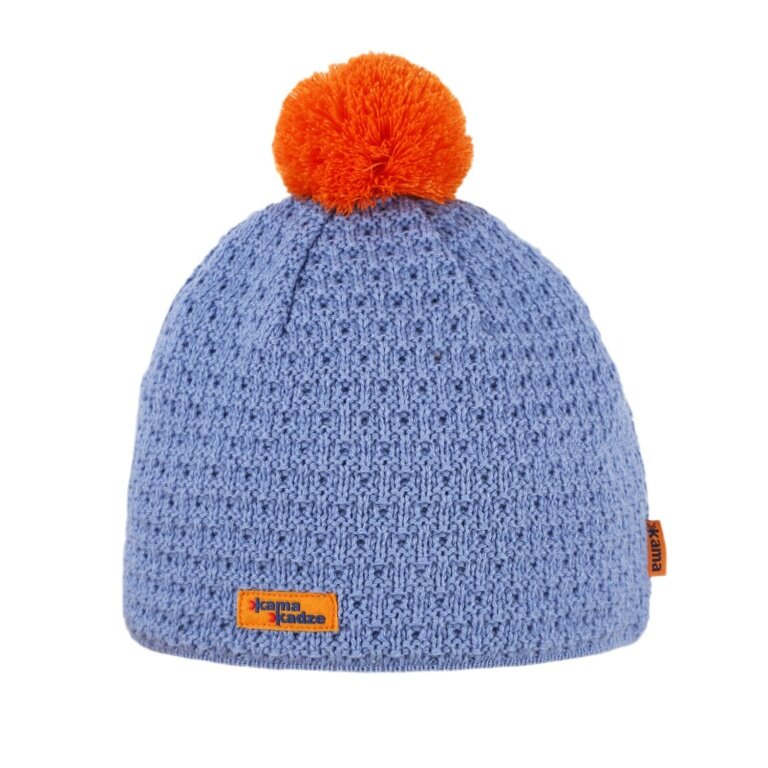 Kama knitted hat (pom-pom) K36 Merino Kamakadze - blue/red - 1 piece