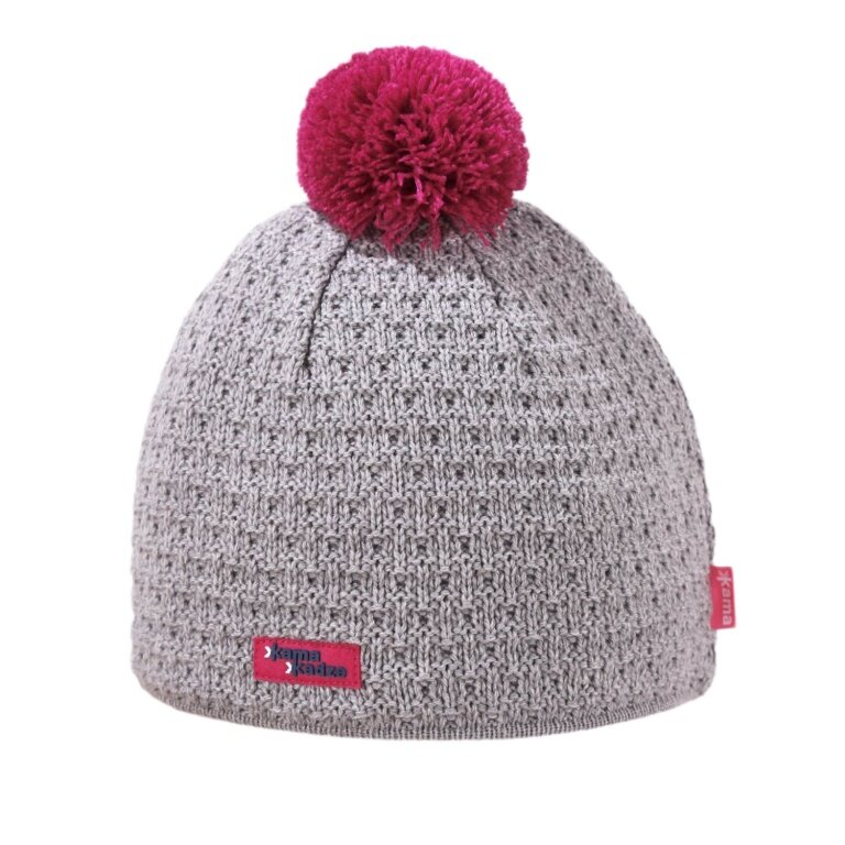 Kama knitted hat (pom-pom) K36 Merino Kamakadze - grey/pink - 1 piece