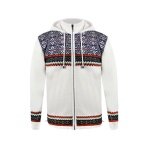 Kama Sweater Pullover 3097 Full Zip with Nordic Pattern (Hood, windproof) white Men's