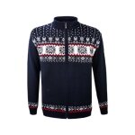Kama Sweater Pullover 3054 Full Zip made from merino wool (knitted material, windproof) dark blue men's