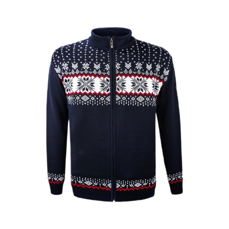Kama Sweater Pullover 3054 Full Zip made from merino wool (knitted material, windproof) dark blue men's