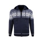 Kama Sweater Pullover 3064 Full Zip made from merino wool (with hood, windproof) dark blue men's