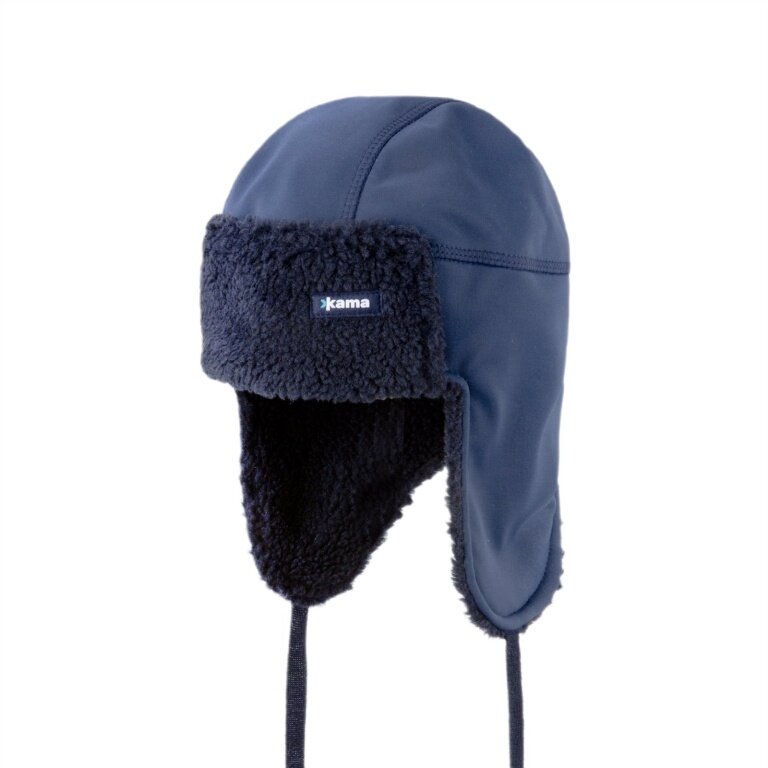 Kama Winter Hat (Ear Hat) AW65 Lapon Soft Shell (windproof) - navy blue - 1 piece