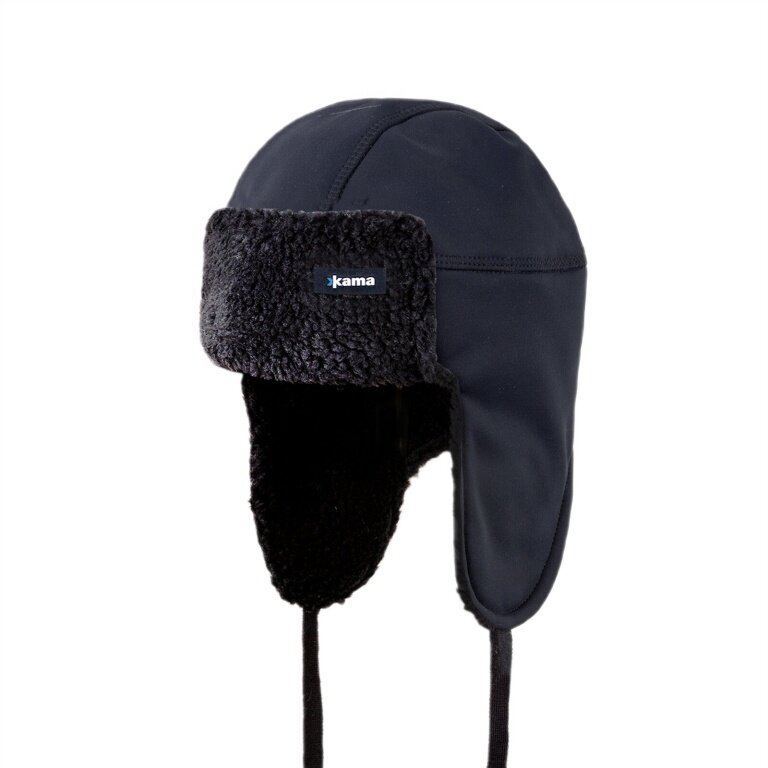 Kama Winter Hat (Ear Hat) AW65 Lapon Soft Shell (windproof) - black - 1 piece