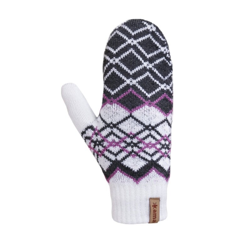 Kama Winter Gloves (Mittens) R112 made of Merino wool - white/grey - 1 pair