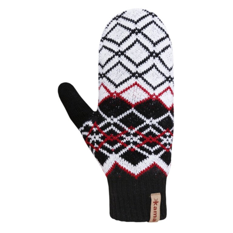 Kama Winter Gloves (Mittens) R112 made of Merino wool - black/white - 1 pair