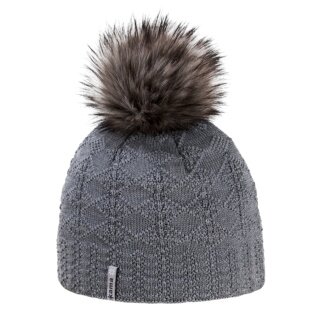 Kama knitted hat (pom-pom) A109 Merino - ladies grey - 1 piece