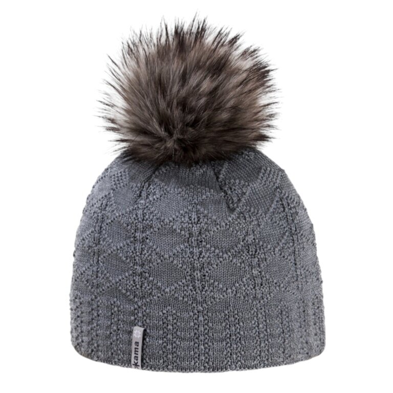 Kama knitted hat (pom-pom) A109 Merino - ladies grey - 1 piece