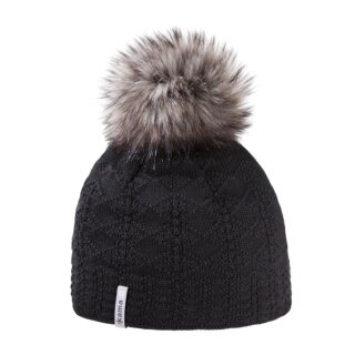 Kama knitted hat (pom-pom) A109 Merino - ladies black - 1 piece