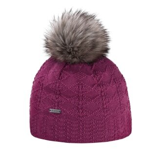 Kama knitted hat (pom-pom) A109 Merino - ladies plum violet - 1 piece