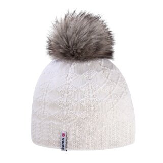 Kama knitted hat (pom-pom) A109 Merino - ladies white - 1 piece