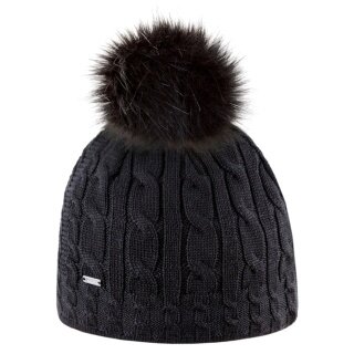 Kama knitted hat (pom-pom) A121 Merino - ladies black - 1 piece