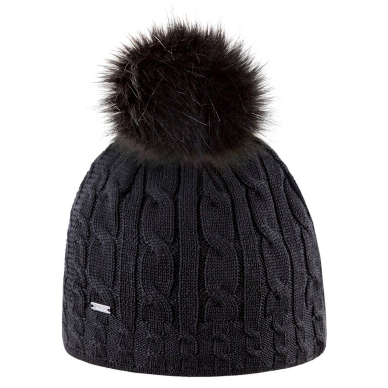 Kama knitted hat (pom-pom) A121 Merino - ladies black - 1 piece