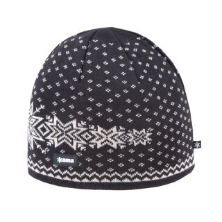 Kama knitted hat (beanie) A128 Merino - black - 1 piece