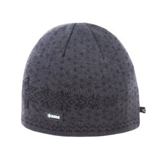 Kama knitted hat (beanie) A128 Merino - grey - 1 piece