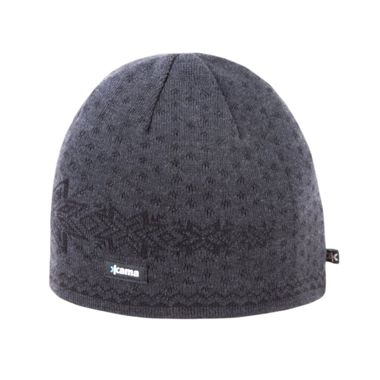 Kama knitted hat (beanie) A128 Merino - grey - 1 piece