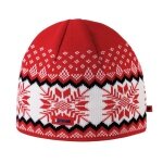Kama knitted hat (beanie) A137 Merino - red/white/black - 1 piece
