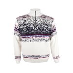 Kama Sweater Pullover 4071 Half Zip with Nordic Pattern (Merino Wool Blend) white Men's